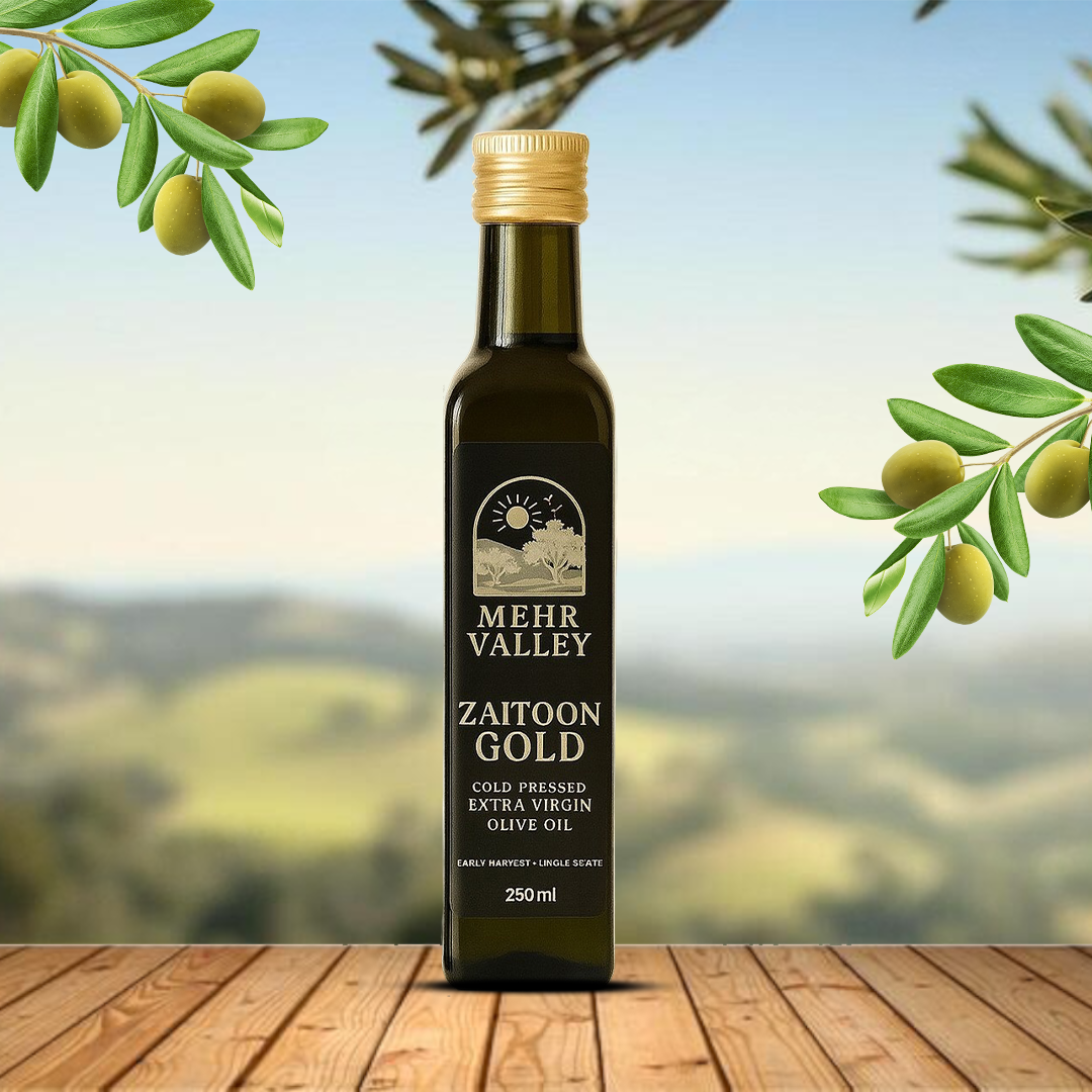 Zaitoon Gold 250ml glass bottle.